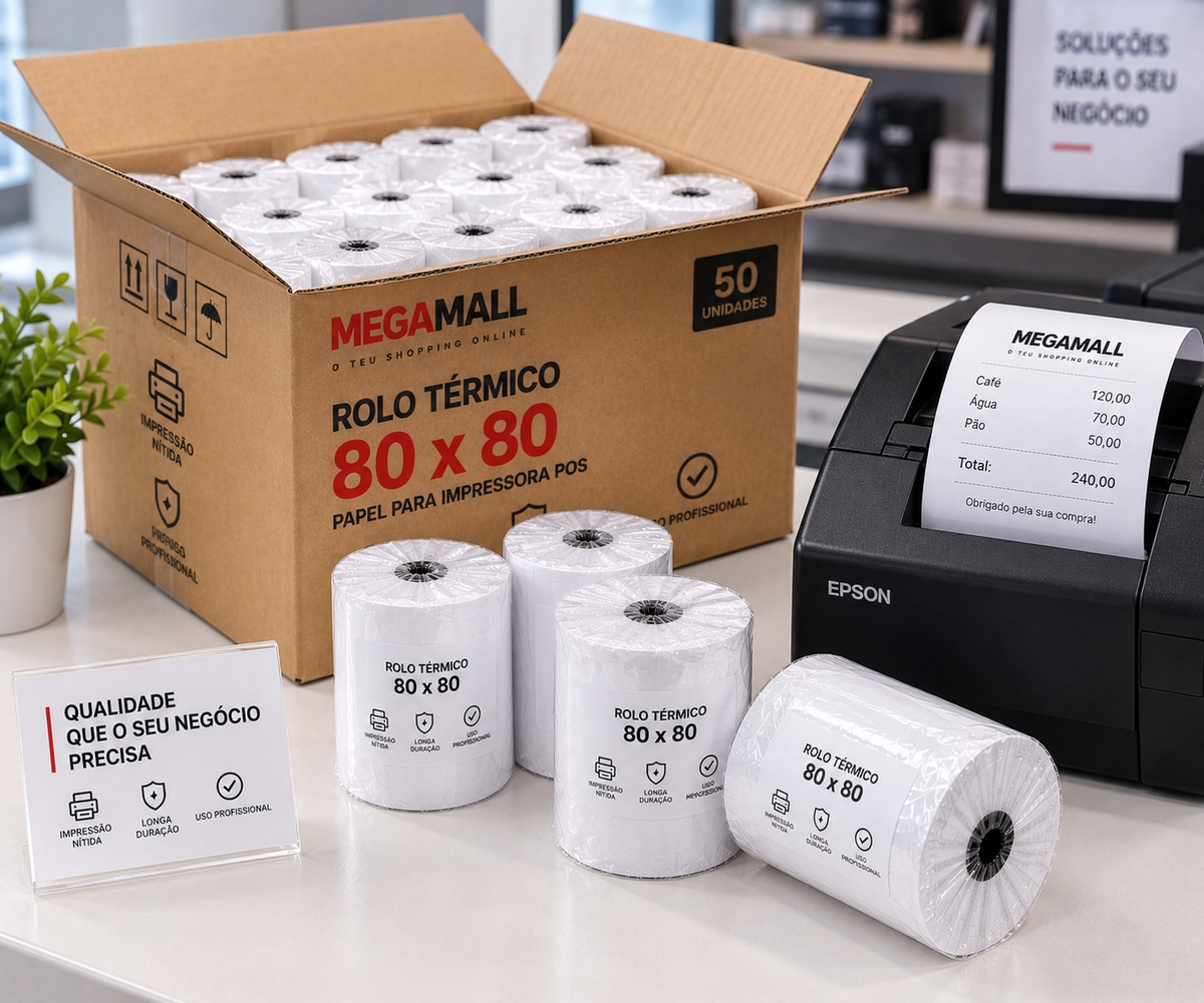 Rolo Térmico 80 × 80 — Papel Térmico para Impressoras POS