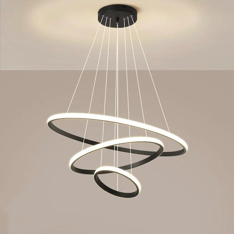Candeeiro Suspenso LED em Anéis – Design Moderno e Elegante