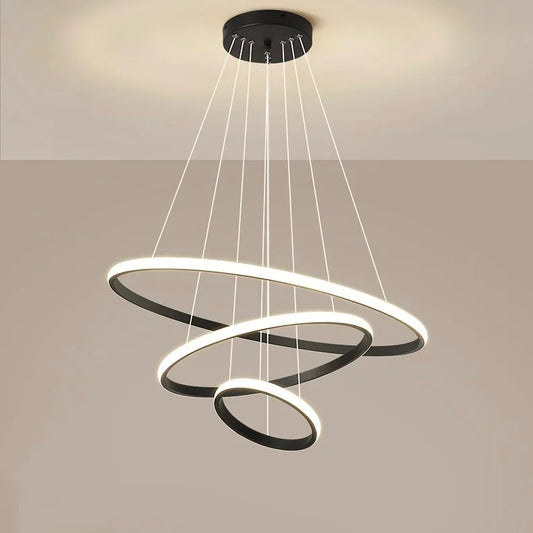 Candeeiro Suspenso LED em Anéis – Design Moderno e Elegante